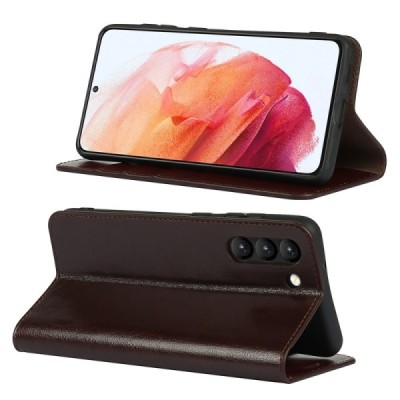 Samsung Galaxy S21 FE (Fan Edition) 5G Solīds sērijas tumši brūns atvērams maciņš, maks | Vacins.lv