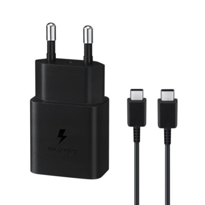 Origināls „Samsung“ PD Fast Charging 15W EP-T1510 tīkla lādētājs - melns + Type-C vads | Vacins.lv