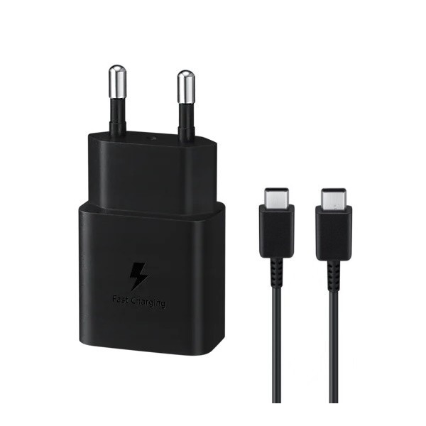 „Samsung“ PD Fast Charging tīkla lādētājs (15W) - melns + Type-C vads