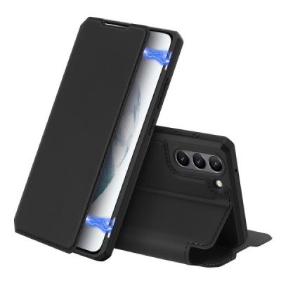Dux Ducis Skin X серии Samsung Galaxy S21 FE (Fan Edition) 5G чёрный кожаный чехол-книжка | Vacins.lv