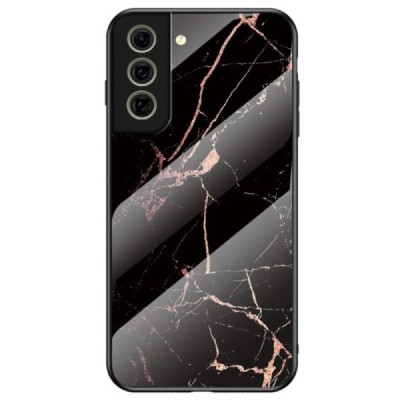 Samsung Galaxy S21 FE (Fan Edition) 5G „Marble“ cieta silikona (TPU) melns / zelta apvalks | vacins.lv