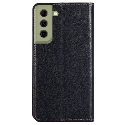 Samsung Galaxy S21 FE (Fan Edition) 5G чёрный кожаный чехол-книжка | Vacins.lv