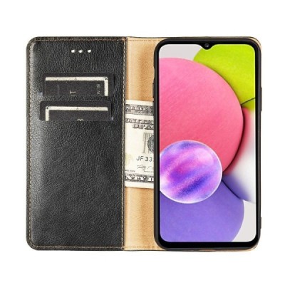 Samsung Galaxy S21 FE (Fan Edition) 5G чёрный кожаный чехол-книжка | Vacins.lv