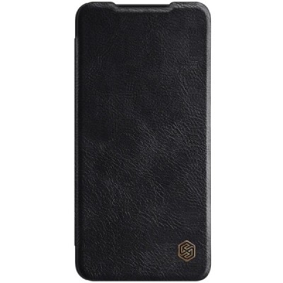 Samsung Galaxy S21 FE (Fan Edition) 5G greznais Nillkin Qin sērijas ādas atvērams melns maciņš, maks | Vacins.lv