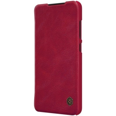 Роскошный красный кожаный чехол Nillkin Qin Series для Samsung Galaxy S21 FE (Fan Edition) 5G | Vacins.lv