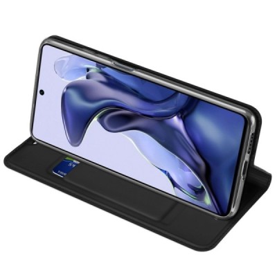 „Dux Ducis“ Skin серии Xiaomi 11T (11T Pro) чёрный кожаный чехол-книжка | Vacins.lv