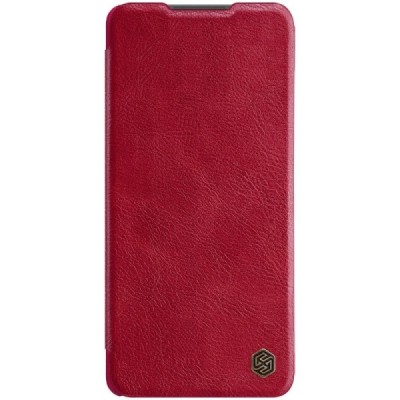 Роскошный красный кожаный чехол Nillkin Qin Series для Xiaomi 11T (11T Pro) | Vacins.lv