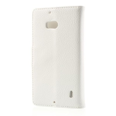 Nokia Lumia 930 atvēramais balts ādas Litchi futrālis - maciņš / Vacins.lv