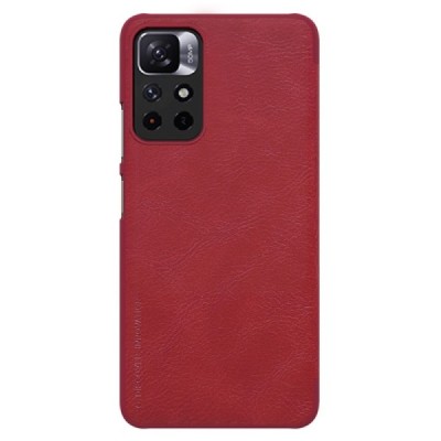 Xiaomi Poco M4 Pro (Redmi Note 11 5G) greznais Nillkin Qin sērijas ādas atvērams sarkans maciņš, maks | Vacins.lv