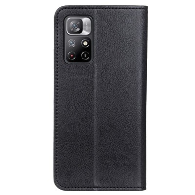 Xiaomi Poco M4 Pro (Redmi Note 11 5G) твердый открываемый чёрный кожаный чехол - книжка | Vacins.lv