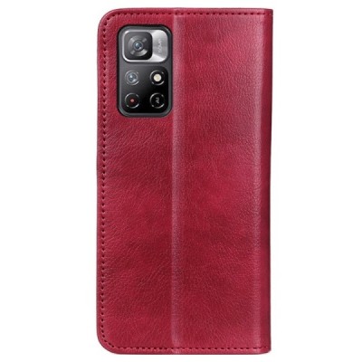 Xiaomi Poco M4 Pro (Redmi Note 11 5G) твердый открываемый бордовый кожаный чехол - книжка | Vacins.lv