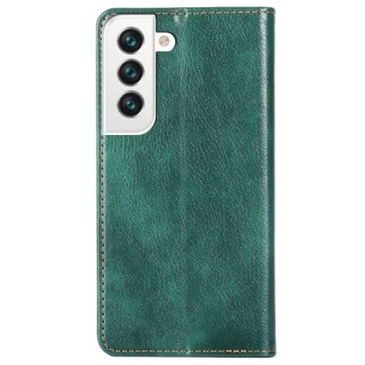 Твердый зелёный кожаный чехол-книжка для Samsung Galaxy S22 5G (SM-S901X) | Vacins.lv