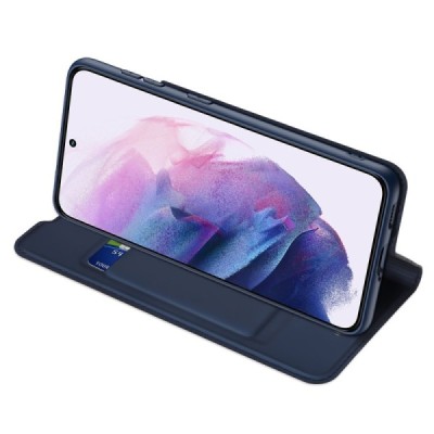 Samsung Galaxy S22 5G (SM-S901X) „Dux Ducis“ Skin sērijas zils ādas atvērams maciņš | Vacins.lv