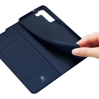 Samsung Galaxy S22 5G (SM-S901X) „Dux Ducis“ Skin sērijas zils ādas atvērams maciņš | Vacins.lv