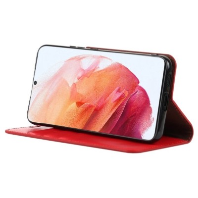 „Deluxe“ Samsung Galaxy S22 5G (SM-S901X) красный кожаный чехол-книжка | Vacins.lv