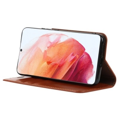 „Deluxe“ Samsung Galaxy S22 5G (SM-S901X) brūns ādas atvērams maciņš | Vacins.lv