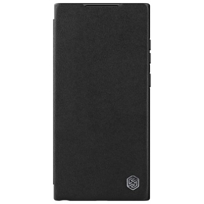 Samsung Galaxy S22 Ultra 5G (SM-S908X) роскошный серии Nillkin Qin Pro кожаный чехол-книжка - чёрный | Vacins.lv