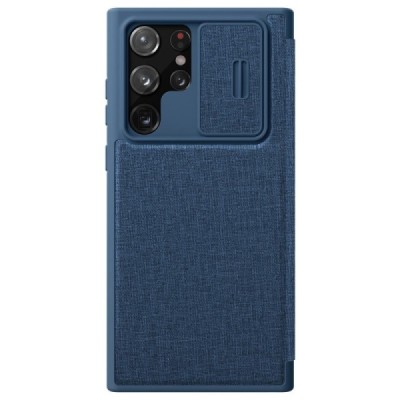 Samsung Galaxy S22 Ultra 5G (SM-S908X) роскошный серии Nillkin Qin Pro кожаный чехол-книжка - синий | Vacins.lv