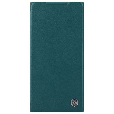 Samsung Galaxy S22 Ultra 5G (SM-S908X) роскошный серии Nillkin Qin Pro кожаный чехол-книжка - зеленый | Vacins.lv
