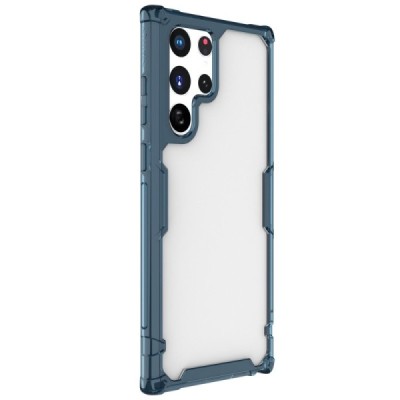 „Nillkin“ Nature TPU Pro Samsung Galaxy S22 Ultra 5G (SM-S908X) прозрачный усиленный защитный твердый силиконовый чехол c синей