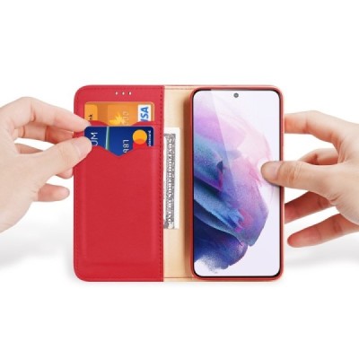 „Dux Ducis“ Hivo серии Samsung Galaxy S22+ 5G (SM-S906X) красный кожаный чехол-книжка | Vacins.lv