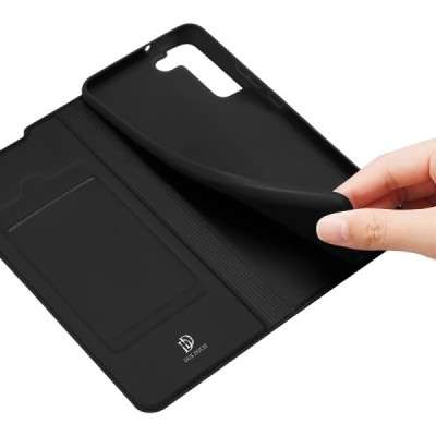 „Dux Ducis“ Skin серии Samsung Galaxy S22+ 5G (SM-S906X) чёрный кожаный чехол-книжка | Vacins.lv
