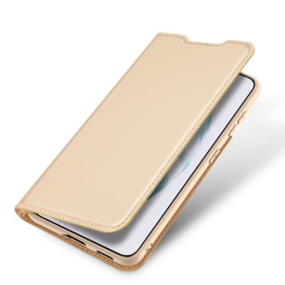 „Dux Ducis“ Skin серии Samsung Galaxy S22+ 5G (SM-S906X) золотой кожаный чехол-книжка | Vacins.lv