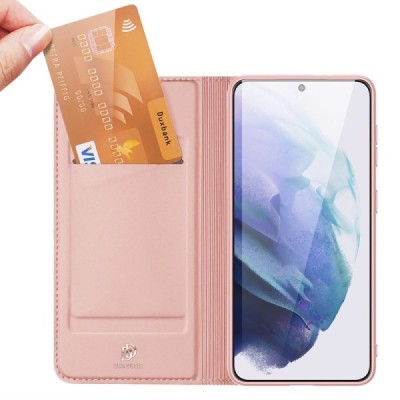 „Dux Ducis“ Skin серии Samsung Galaxy S22+ 5G (SM-S906X) розовый кожаный чехол-книжка | Vacins.lv