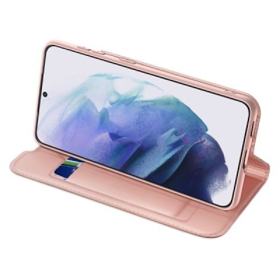 „Dux Ducis“ Skin серии Samsung Galaxy S22+ 5G (SM-S906X) розовый кожаный чехол-книжка | Vacins.lv