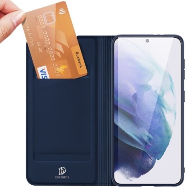 Samsung Galaxy S22+ 5G (SM-S906X) „Dux Ducis“ Skin sērijas zils ādas atvērams maciņš | Vacins.lv