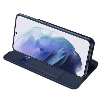 Samsung Galaxy S22+ 5G (SM-S906X) „Dux Ducis“ Skin sērijas zils ādas atvērams maciņš | Vacins.lv