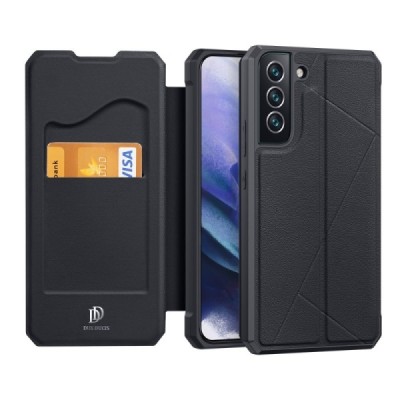 Samsung Galaxy S22+ 5G (SM-S906X) Dux Ducis Skin X sērijas melns ādas atvērams maciņš | Vacins.lv