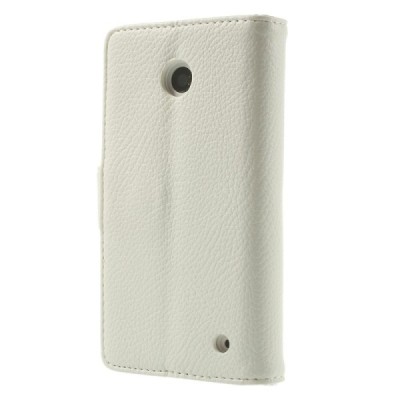 Nokia Lumia 635 atvēramais balts ādas Litchi futrālis - maciņš / Vacins.lv