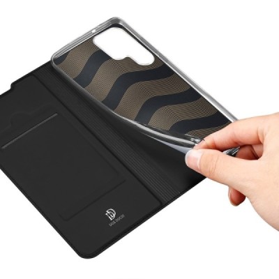 „Dux Ducis“ Skin серии Samsung Galaxy S22 Ultra 5G (SM-S908X) чёрный кожаный чехол-книжка | Vacins.lv