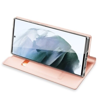 „Dux Ducis“ Skin серии Samsung Galaxy S22 Ultra 5G (SM-S908X) розовый кожаный чехол-книжка | Vacins.lv