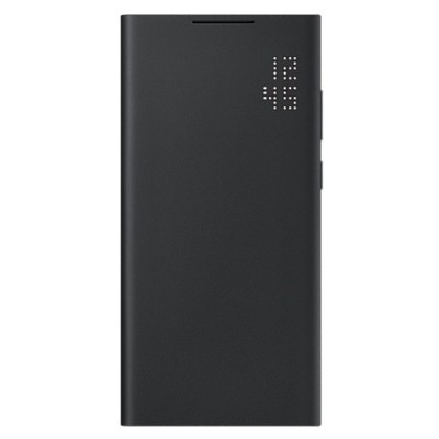 Samsung Galaxy S22 Ultra 5G (SM-S908X) оригинальный Smart Led View Cover (EF-NS908) открываемый чёрный кожаный чехол - книжка | 