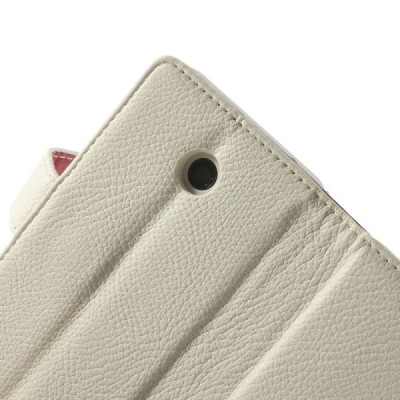 Nokia Lumia 635 atvēramais balts ādas Litchi futrālis - maciņš / Vacins.lv