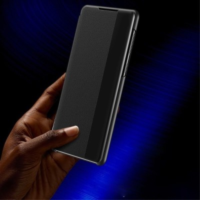 Samsung Galaxy S22+ 5G (SM-S906X) View Line открываемый чёрный кожаный чехол - книжка | Vacins.lv