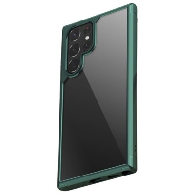 Samsung Galaxy S22 Ultra 5G (SM-S908X) „IPAKY“ Royal силиконовый прозрачный чехол с зелёной рамкой | Vacins.lv