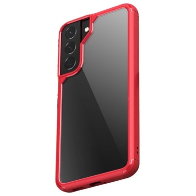 Samsung Galaxy S22+ 5G (SM-S906X) elegants „IPAKY“ Royal dzidrs (caurspīdīgs) silikona apvalks (apmales sarkanā krāsā) | Vacins.