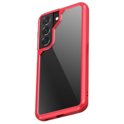 Samsung Galaxy S22 5G (SM-S901X) elegants „IPAKY“ Royal dzidrs (caurspīdīgs) silikona apvalks (apmales sarkanā krāsā) | Vacins.l