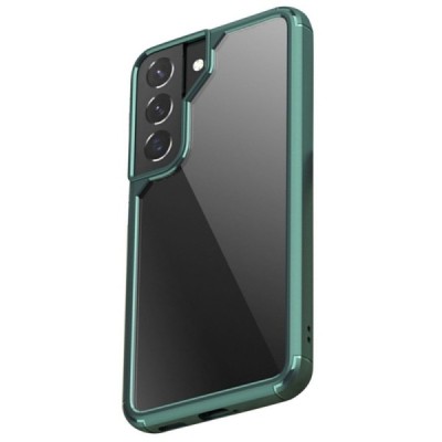 Samsung Galaxy S22 5G (SM-S901X) elegants „IPAKY“ Royal dzidrs (caurspīdīgs) silikona apvalks (apmales zaļā krāsā) | Vacins.lv