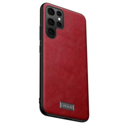 „Sulada“ Leather Samsung Galaxy S22 Ultra 5G (SM-S908X) красный кожаный чехол | Vacins.lv