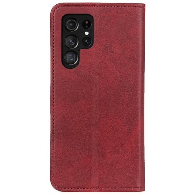 Samsung Galaxy S22 Ultra 5G (SM-S908X) „Split“ красный кожаный чехол-книжка | Vacins.lv
