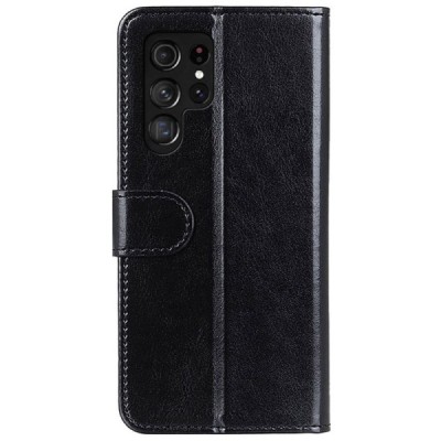 Samsung Galaxy S22 Ultra 5G (SM-S908X) atvēramais ādas melns maciņš (maks) | Vacins.lv