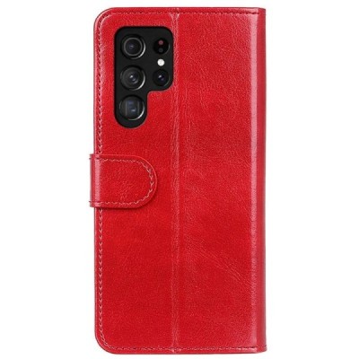 Samsung Galaxy S22 Ultra 5G (SM-S908X) atvēramais ādas sarkans maciņš (maks) | Vacins.lv