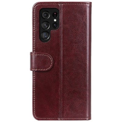 Samsung Galaxy S22 Ultra 5G (SM-S908X) открываемый коричневый кожаный чехол - книжка | Vacins.lv