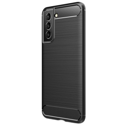 Samsung Galaxy S22+ 5G (SM-S906X) „Carbon“ cieta silikona (TPU) melns apvalks | vacins.lv