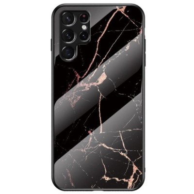 Samsung Galaxy S22 Ultra 5G (SM-S908X) „Marble“ твердый силиконовый чехол TPU чёрного / золотого цвета | Vacins.lv