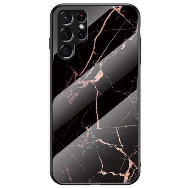„Marble“ cieta silikona (TPU) apvalks - melns / zelta (Galaxy S22 Ultra 5G)